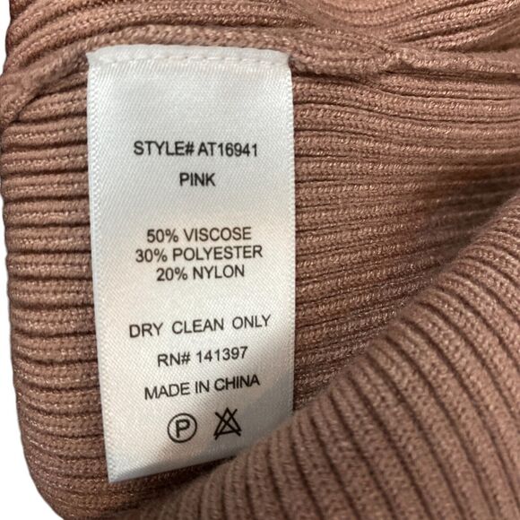 ASTR The Label Bodysuit Womens Large Pink Long Sleeve Cutout Mock Neck Ribbed - Picture 9 of 13